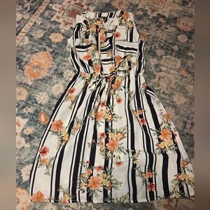 Monteau Hearts Black & White Floral Sleeveless Girls Maxi Dress